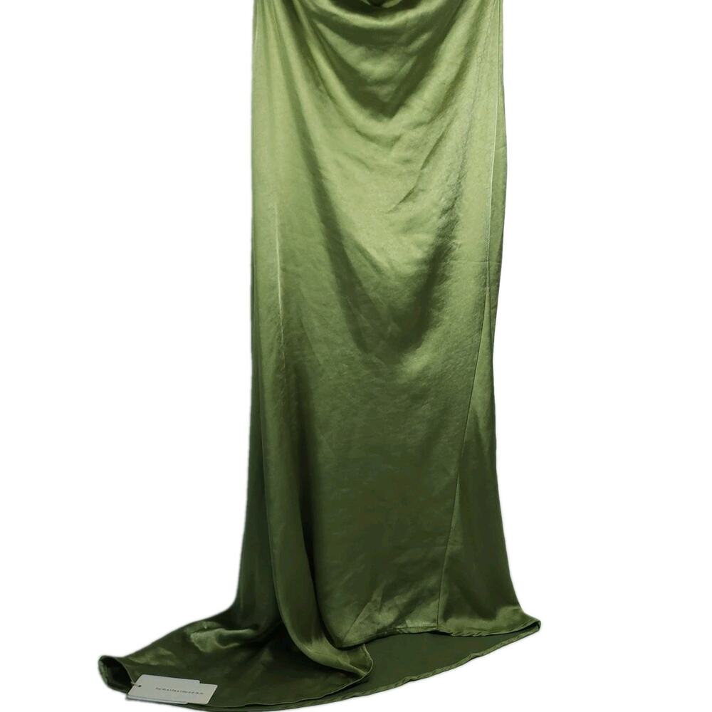 NWT Commense Sz S Green Glossy Satin Cowl Back Evening Wedding Maxi Dress - Picture 8 of 10